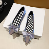 Nude Chunky Heel Bowknot Women's Shoes