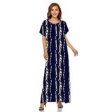 Muslim Women Stylish Kashibo Abaya Muslim Ladies Long Gown Islamic Clothing Jilbab Jalabiya Short Sleeve Round Neck Printed Summer Fashion Long Skirt