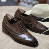 Indo Western Shoes British Retro Business Formal Wear Leather Shoes Men's Autumn Leisure Men's Shoes Genuine Leather Breathable Brogue Carving Shoes