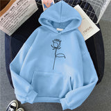 Black Rose Hoodie Autumn and Winter Fleece Sweater Line Rose Coat Hoodie