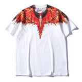 Marcelo Burlon T Shirt Fashion Brand Flame Wings Feather Short Sleeve T-shirt Men and Women Hip Hop Loose High Street Half Sleeve