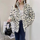Women Dalmatian Coat plus Size Women's Printed Women's Winter Stand Collar Coat