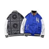 Dodgers Letter Man Jacket Outfit Senior Jackets Varsity Baseball College Coat Paisley Baseball Uniform Loose Men's Leather Jacket