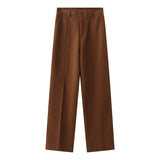 Men Suit Pants Trendy Solid Color Straight Split Design