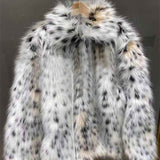 Women Dalmatian Coat Faux Fox Fur Fur Coat Spotted Leopard Print