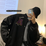 Letterman Jacket Outfit Senior Jackets Varsity Baseball Coat PU Leather Baseball Uniform Jacket Cotton-Padded Coat