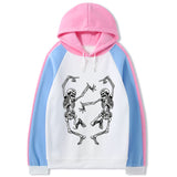 Skeleton Hoodie Dancing Bones Casual plus Size Loose Top Contrast Color Hoodie Women