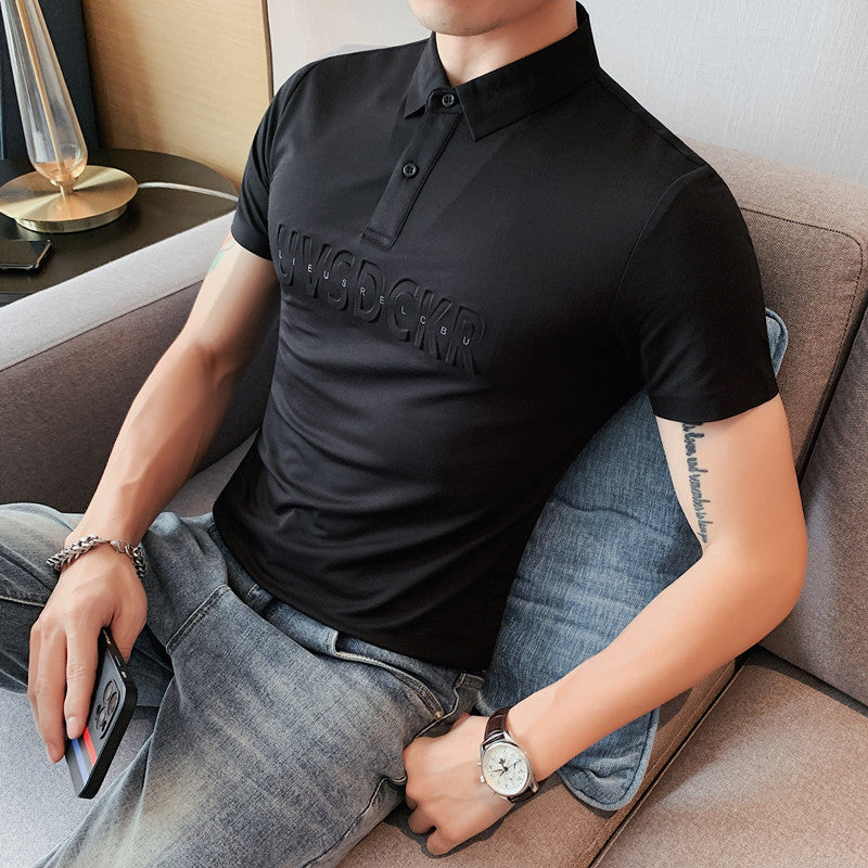 Men Polo Shirts Slim Fit Lapel T-shirt