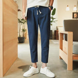 Linen Pants Straight Leg Pants Drawstring Lightweight Elastic Beach Pants Spring/Summer Men's Casual All-Matching Loose
