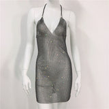 Kesha Black Dress Women's Sexy Sling Fishing Grid See-through Stretch Dress