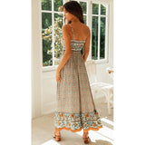 Beth Dutton Bohemian Dress Summer Spring Midi Dresses Summer Bohemian V-neck Skirt with Shoulder Straps Floral Dress