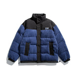 Man Fall Winter Outfis Winter Retro Style Color Stitching Stand-Collar Coat Men's Loose BF Casual Thickening Cotton-Padded Coat