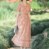 Women cottagecore Dress Summer Vintage Dress Patchwork Skirt