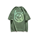 Men's T-shirt Short Sleeve T-shirt Men's Trendy Gradient Color Little Devil Loose Top Cotton Half Sleeve T-shirt