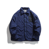 Man Fall Winter Outfis Winter Vintage Solid Color Polo Collar Button Cotton-Padded Coat Men Fashion Brands Workwear Casual Jacket