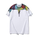 Marcelo Burlon T Shirt Fashion Brand Water Drop Color Wings Feather Short Sleeve T-shirt Loose Version Couple's Tops Men and Women Half Sleeve