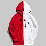 Smiley Face Hoodie Smiley Face Men and Women Stitching Casual Hoodie Sweater