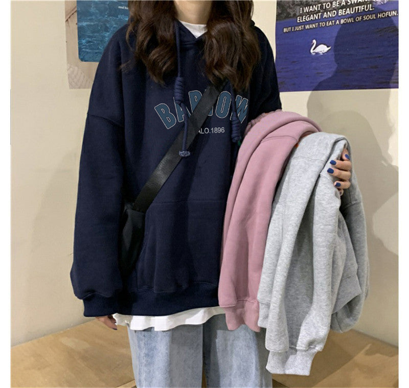 Slogan Graphic Hoodie Oversize Brushed Hoody Female