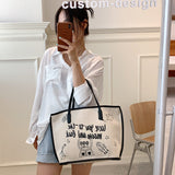 The Teacher Tote Canvas Bag Women's Bag Summer Smiling Face Bag Cartoon Lunch Box One-Shoulder Bucket Work Large Capacity Tote