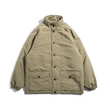 Man Fall Winter Outfis Winter Loose Casual Workwear Stand Collar Long Sleeve Multi-Pocket Cotton-Padded Jacket for Men