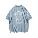 Monkey Printing Couple Half Sleeve Men's Summer Short-Sleeved T-shirt Casual Loose round Neck Hip Hop