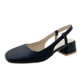 Nude Chunky Heel Vintage Leather Shoes