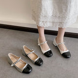 Nude Pumps Block Heel Mary Jane Shoes Chunky Heel Shoes