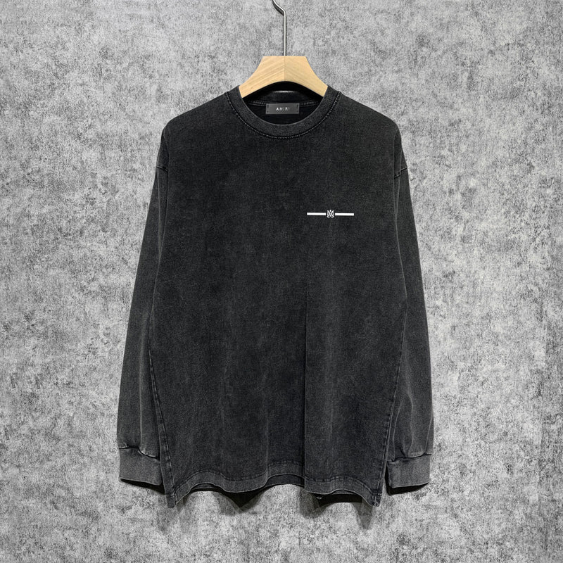 Amiri Long Sleeve T-Shirt Fashion Brand Washed and Worn Retro Long Sleeve T-shirt