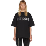 We11done T Shirt Summer Hot Silver Three-Dimensional Letters Men's and Women's round Neck Short Sleeve Cotton