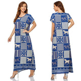Muslim Women Stylish Kashibo Abaya Muslim Ladies Long Gown Islamic Clothing Jilbab Jalabiya Short Sleeve Dress