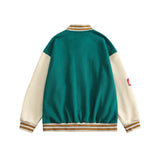 Letterman Jacket Outfit Senior Jackets Varsity Baseball Coat Cartoon Color Contrast Patchwork Baseball Uniform Men