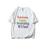 Men's T-shirt Letter round Neck Half Sleeve Short T-shirt for Women Summer