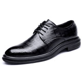 Indo Western Shoes Embossed Crocodile Plaid Men's Shoes Thick-Soled British Leather Shoes Men