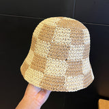 Straw Hat Chessboard Hand-Woven Straw Hat