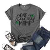 Boy Mama T Shirts Clover Lucky Mama Printed Short Sleeve T-shirt