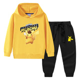 Children Pokemon Pikachu Hoodie & Pant Set Hooded Sweater Trousers Two-Piece Baby Cotton Sweater Suit