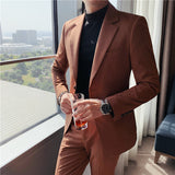 Seersucker Suit Two-Button Suit Men's Slim Fit Suit Two-Piece Suit