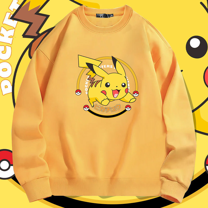 Men and Women Pokemon Pikachu Hoodie Anime Pikachu round Neck Pullover