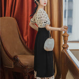 Women cottagecore Dress Summer Retro Square Collar Puff Sleeve Dress