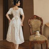 Women Cottagecore Dress Retro White Dress for First Love Summer