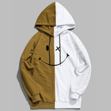 Smiley Face Hoodie Smiley Face Men and Women Stitching Casual Hoodie Sweater