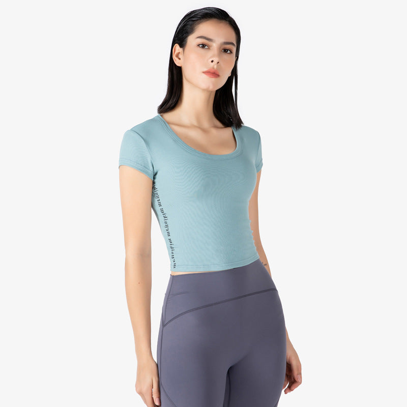 Moisture Wicking Shirts Summer Sports Short Sleeve Women's Printed round Neck