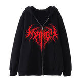 Skeleton Hoodie Winter Fleece Women's Long Sleeve Hoodie Heart-Shaped Clothes Printed Zipper