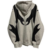 Skeleton Hoodie Autumn Coat Skeleton Irregular Pattern Print Gray Hooded Cardigan Coat