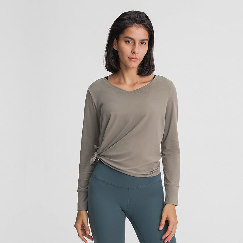 Moisture Wicking Shirts Autumn and Winter Women's Simple Leisure Sports Long Sleeve Quick-Drying Breathable Yoga Clothes