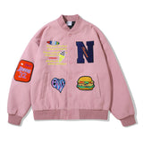 Letterman Jacket Outfit Senior Jackets Varsity Baseball Coat Baseball Uniform Men's Loose Lapel Jacket