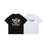 Men T Shirt Summer Casual Tops Men's Clothes Summer Wear Vintage Men's round Neck Short Sleeve Casual Loose Letter Flash Printed T-shirt