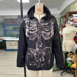 Skull Hoodie Halloween Skull Printed Full-Zip Cardigan Fall Winter Coat