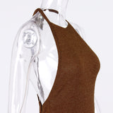 Women Summer Dresses Midaxi Dress Summer Women's Knitted Backless Slit Suspender Dress Summer