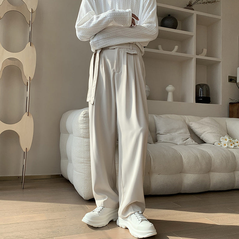 Men Suit Pants Drooping Straight Wide Leg Pants Loose Casual